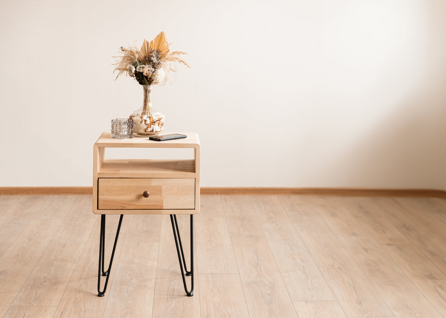 Modern Bedside Table, Nightstand Bedroom With Hairpin Legs