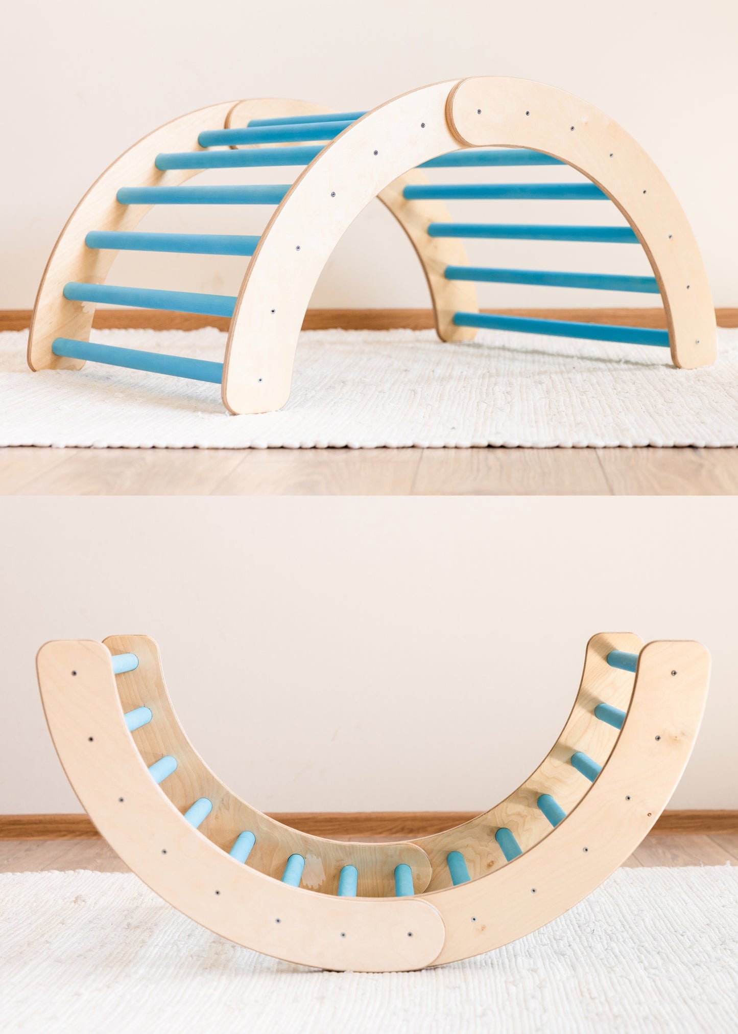 Montessori Climbing Arch, Small Kids Play Set, Sliding with Arch and Rocker