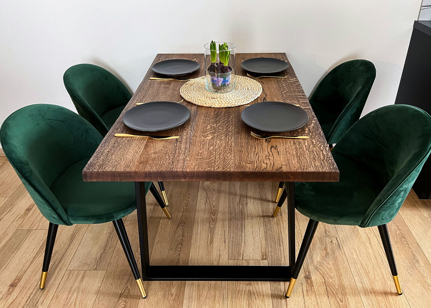 Modern Oak Wood Dining Table, Live Edge