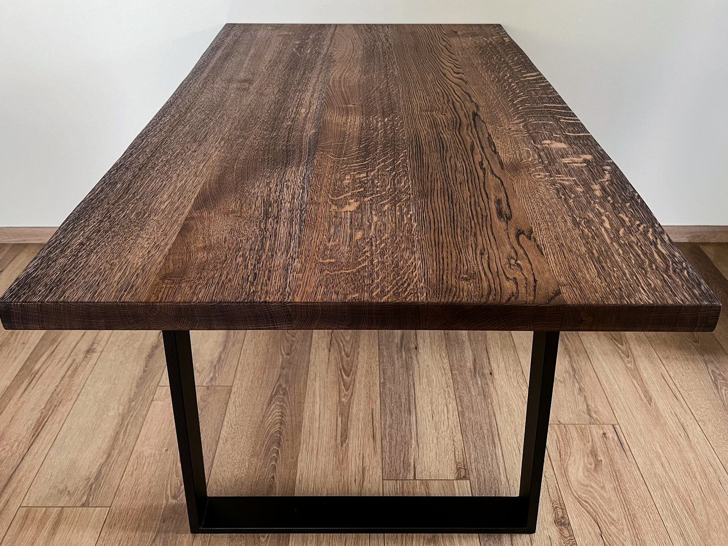 Modern Oak Wood Dining Table, Live Edge