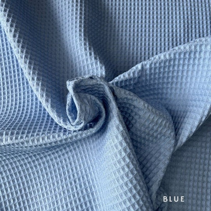 Blue Waffle Cotton Fabric, oekotex waffle, waffle piqué