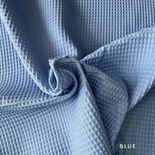 Blue Waffle Cotton Fabric, oekotex waffle, waffle piqué