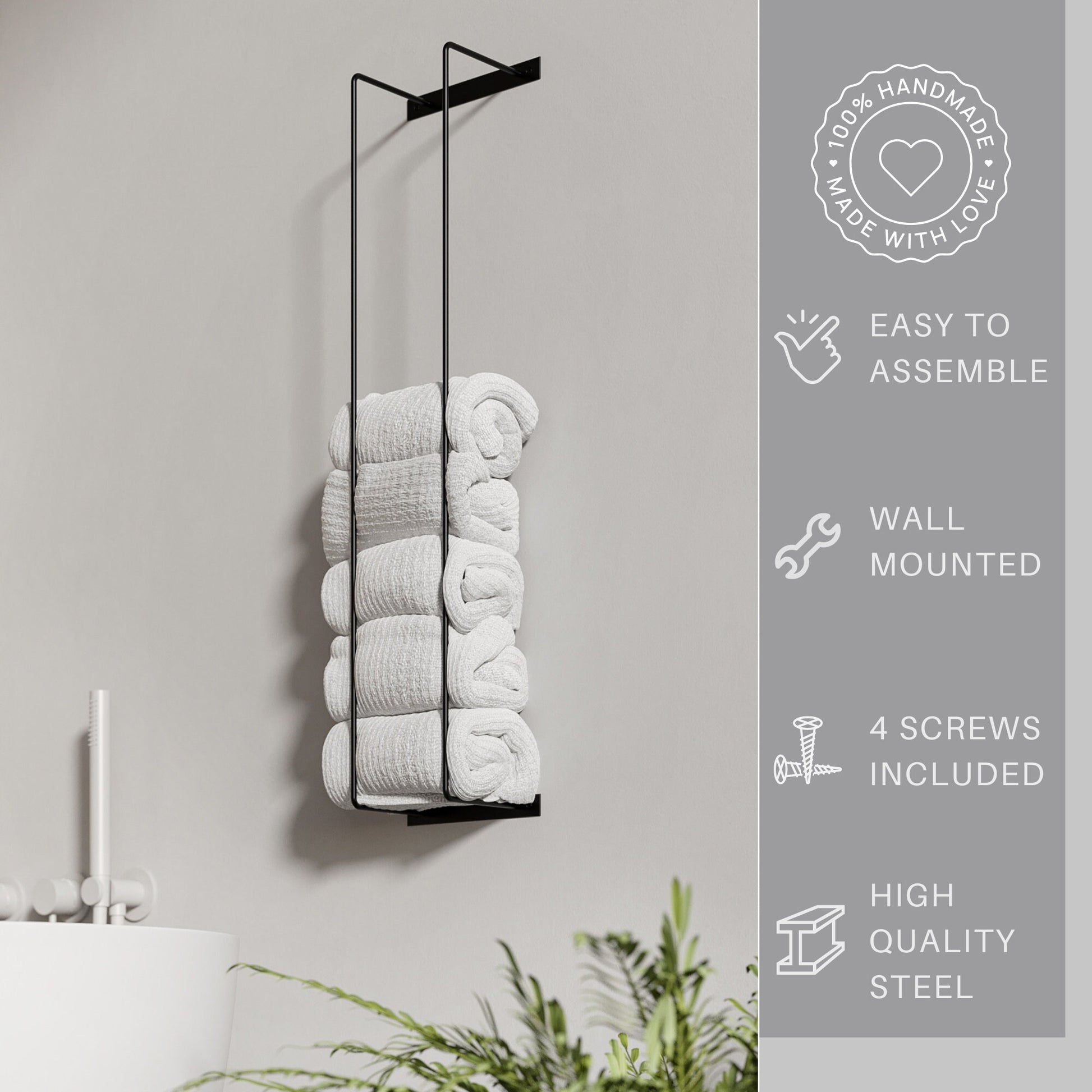 Metal Towel Holder Modern Bathroom Towel Storage Towel Rack Bathroom Accessories White - FREYO