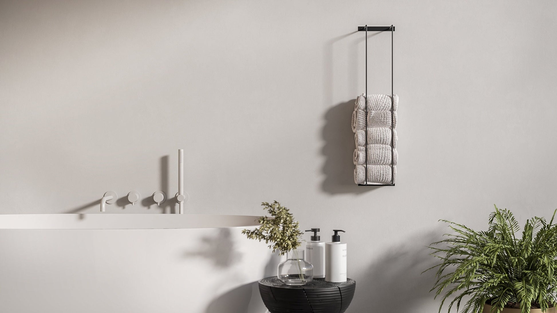 Metal Towel Holder Modern Bathroom Towel Storage Towel Rack Bathroom Accessories White - FREYO