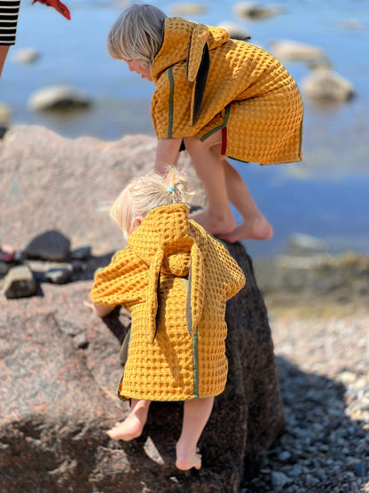 Yellow Kids Towel Hooded Poncho for Beach Bath Pool Towels With Bunny Ears And Pocket