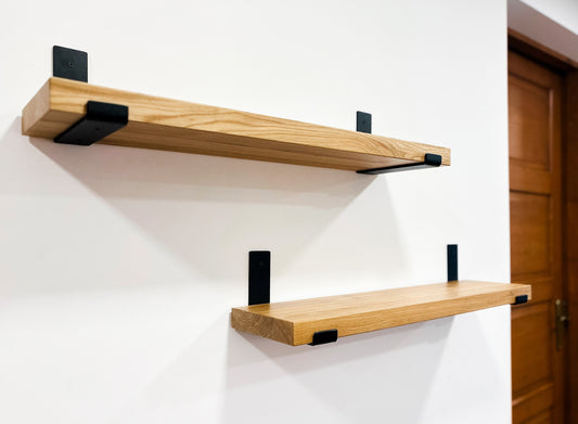 Solid Oak Wood Heavy Duty Shelf Floating Shelves Wall Mounted Brackets For Kitchen Bathroom Living Room - FREYO