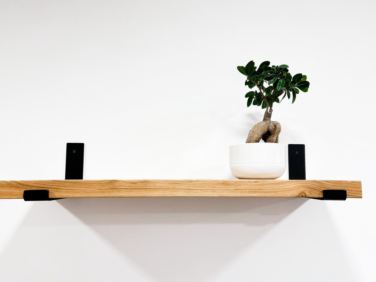 Solid Oak Wood Mounted Shelf With Brackets Floating Shelves Wall For Kitchen Bathroom Living Room - FREYO