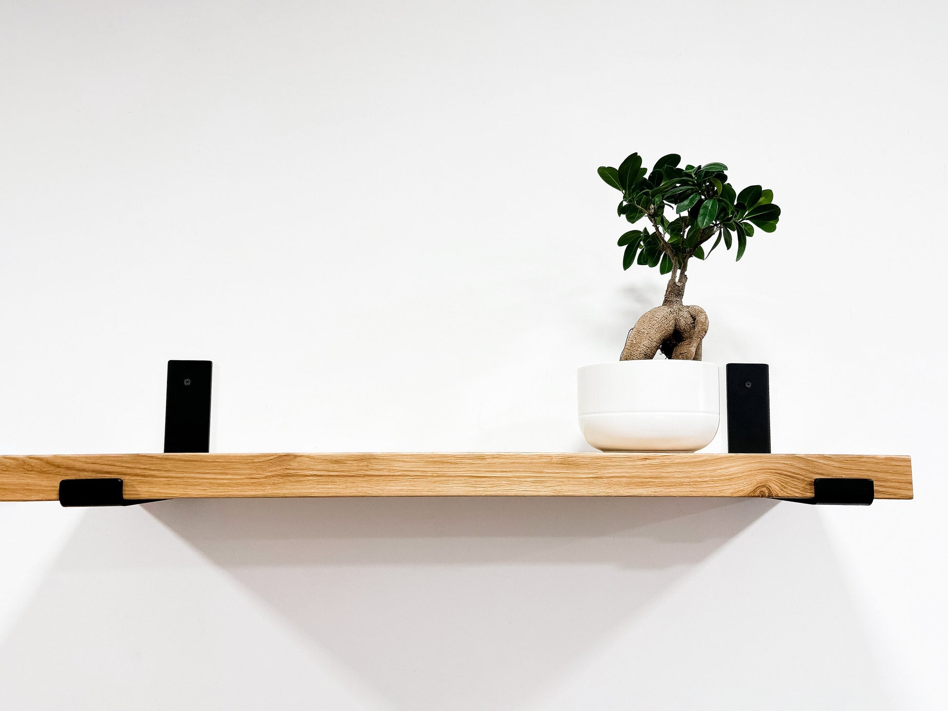 Solid Oak Wood Mounted Shelf With Brackets Floating Shelves Wall For Kitchen Bathroom Living Room - FREYO