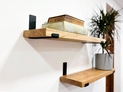 Solid Oak Wood Heavy Duty Shelf Floating Shelves Wall Mounted Brackets For Kitchen Bathroom Living Room - FREYO