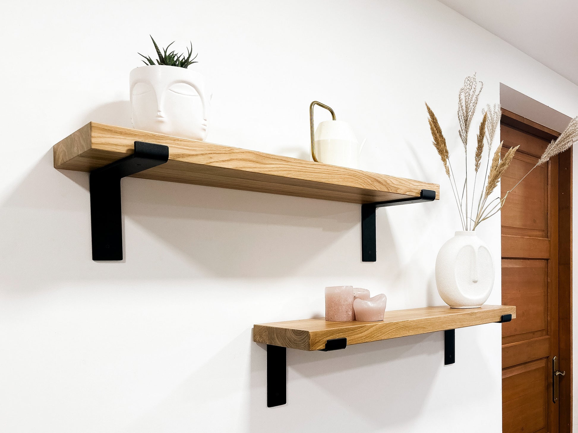 Solid Oak Wood Mounted Shelf With Brackets For Kitchen Bathroom Living RoomHeavy Duty Shelf - FREYO